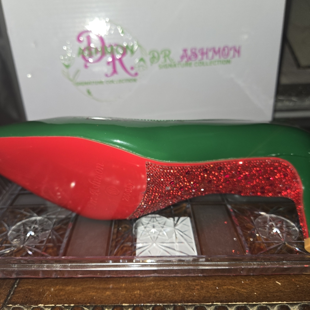 Dr. Ashmon Signature Collection (Red & Crystal Stones Bottom) Style: Green Glitz